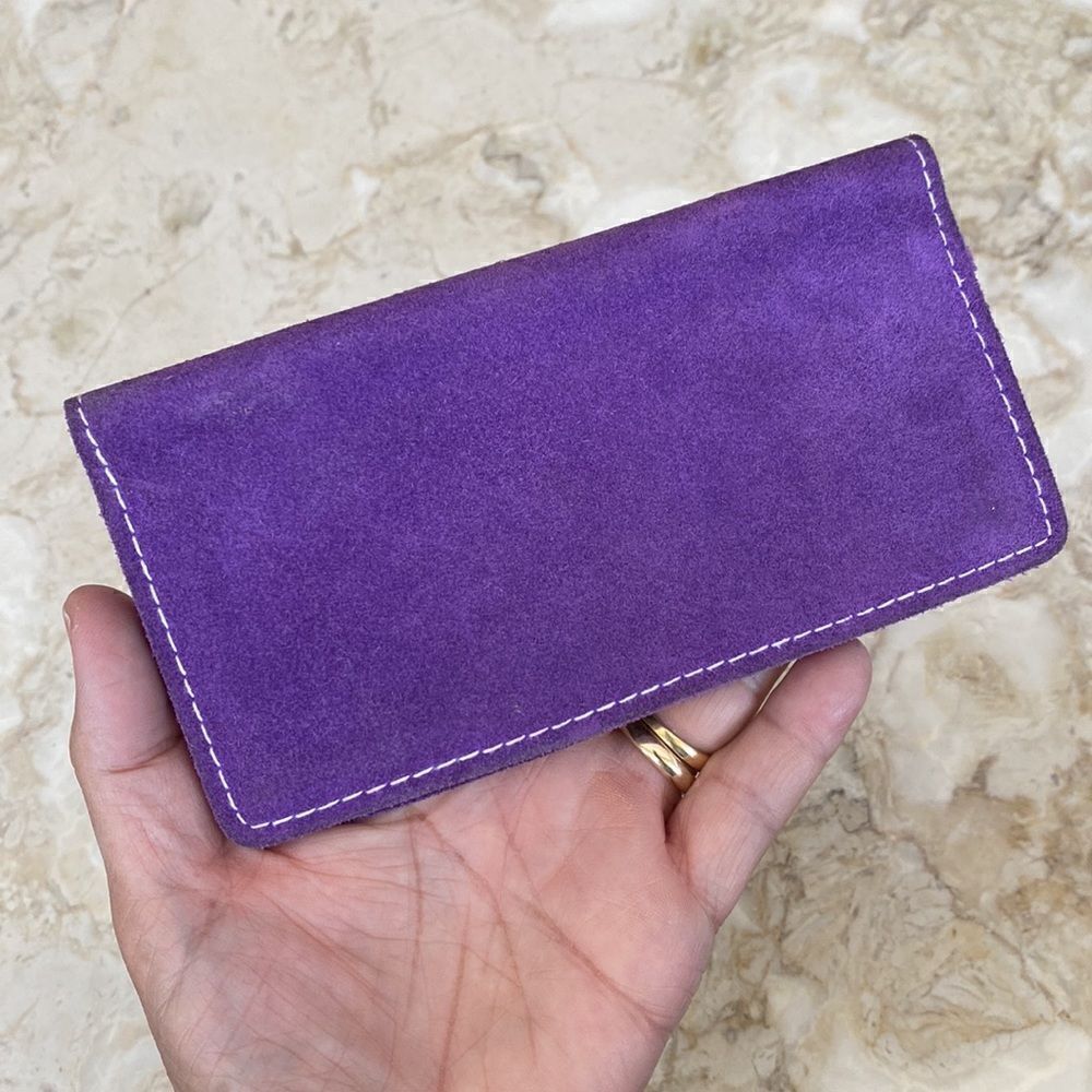 Genuine Suede Leather Handcrafted Chequebook Cover